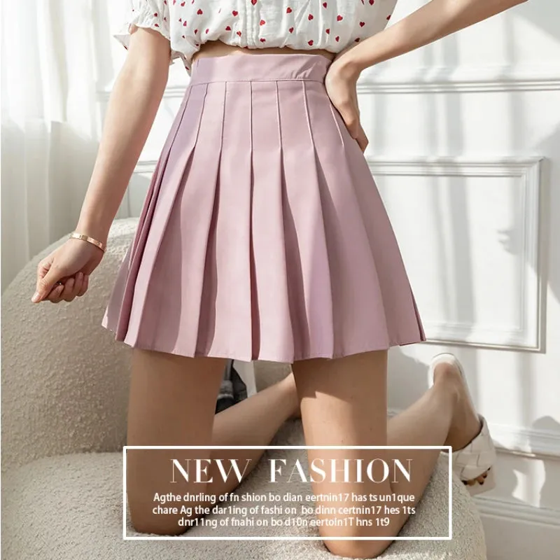 2025 Korean High Waist Pleated Mini Skirt - Kawaii Tennis Skirt, Y2K Preppy Style, Black & White A-Line Streetwear Skirt for Women