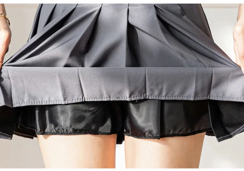 2025 Korean High Waist Pleated Mini Skirt - Kawaii Tennis Skirt, Y2K Preppy Style, Black & White A-Line Streetwear Skirt for Women