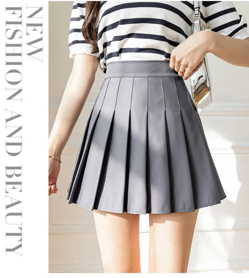 2025 Korean High Waist Pleated Mini Skirt - Kawaii Tennis Skirt, Y2K Preppy Style, Black & White A-Line Streetwear Skirt for Women