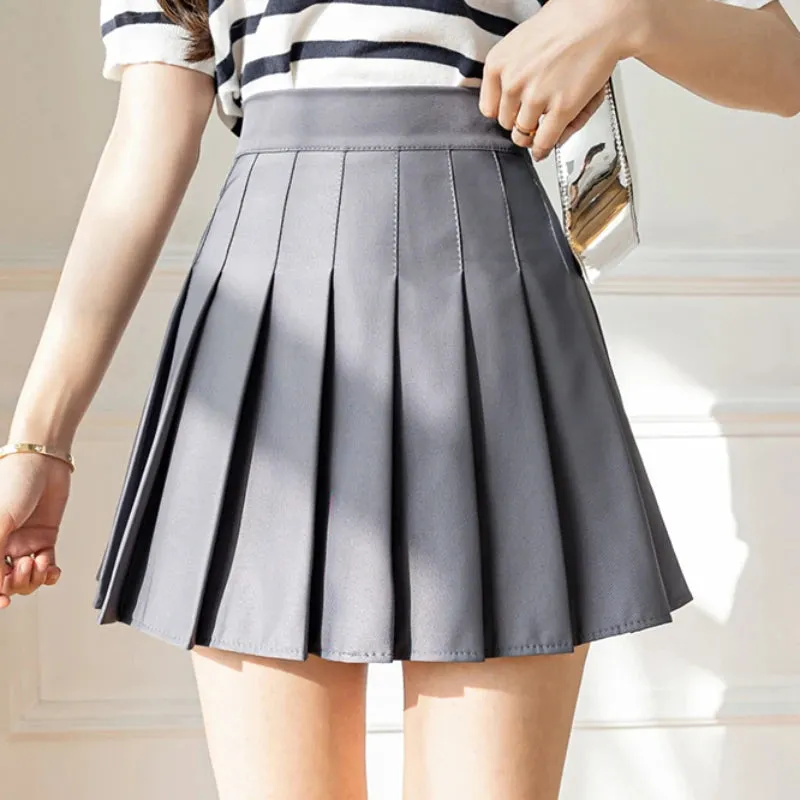 2025 Korean High Waist Pleated Mini Skirt - Kawaii Tennis Skirt, Y2K Preppy Style, Black & White A-Line Streetwear Skirt for Women