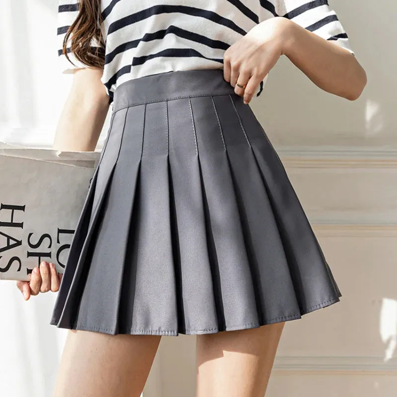 2025 Korean High Waist Pleated Mini Skirt - Kawaii Tennis Skirt, Y2K Preppy Style, Black & White A-Line Streetwear Skirt for Women