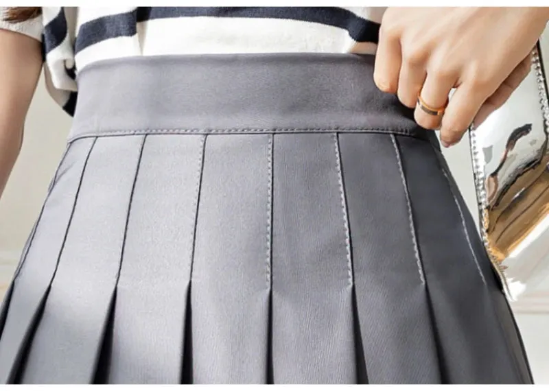 2025 Korean High Waist Pleated Mini Skirt - Kawaii Tennis Skirt, Y2K Preppy Style, Black & White A-Line Streetwear Skirt for Women