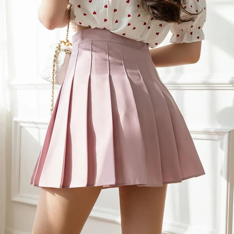 2025 Korean High Waist Pleated Mini Skirt - Kawaii Tennis Skirt, Y2K Preppy Style, Black & White A-Line Streetwear Skirt for Women