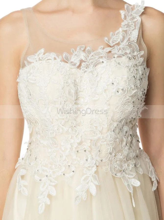 A-line Tulle Homecoming Dresses,White Homecoming Dress,Knee Length Homecoming Dress,HC00020