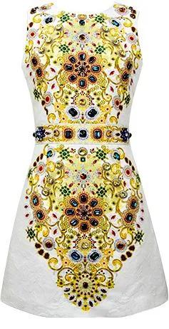 Baroque Embellished Jacquard Mini Shift Dress