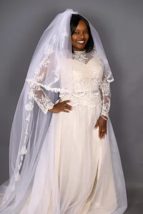 Beach Wedding Dress Top and Skirt Beige