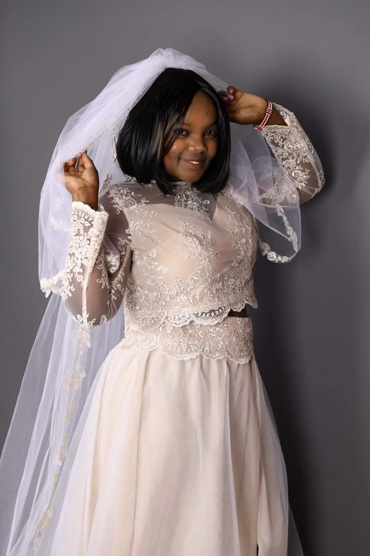Beach Wedding Dress Top and Skirt Beige