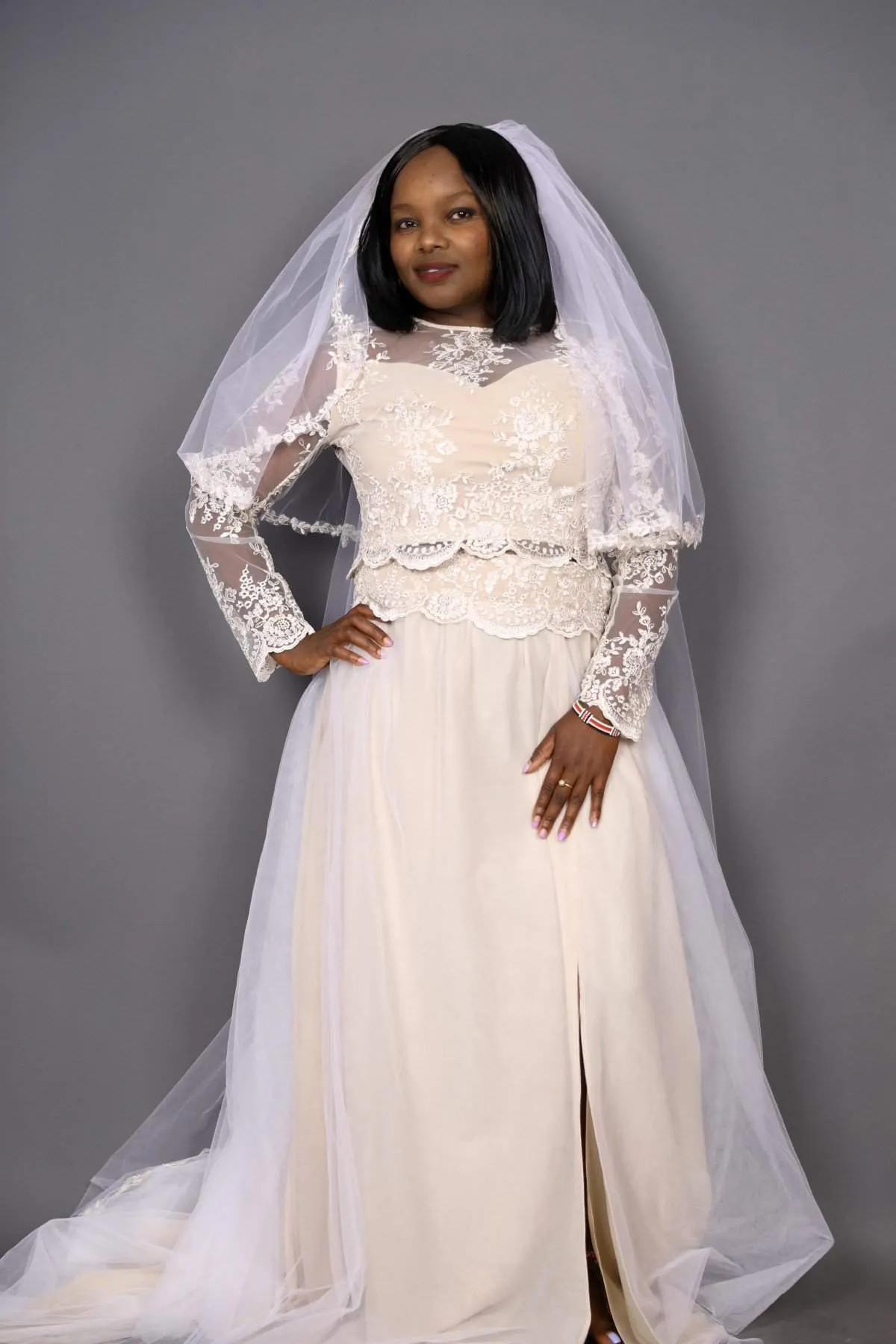Beach Wedding Dress Top and Skirt Beige