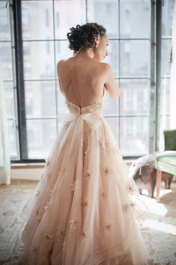 Beautiful Sweetheart Long Open Back Elegant Wedding Dresses Bridal Dresses WK734