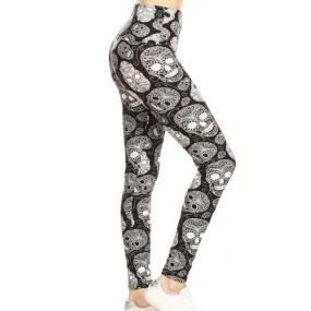 Black and White Sugar Skull Leggings