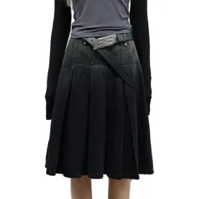 Black Gradient Denim Skirt