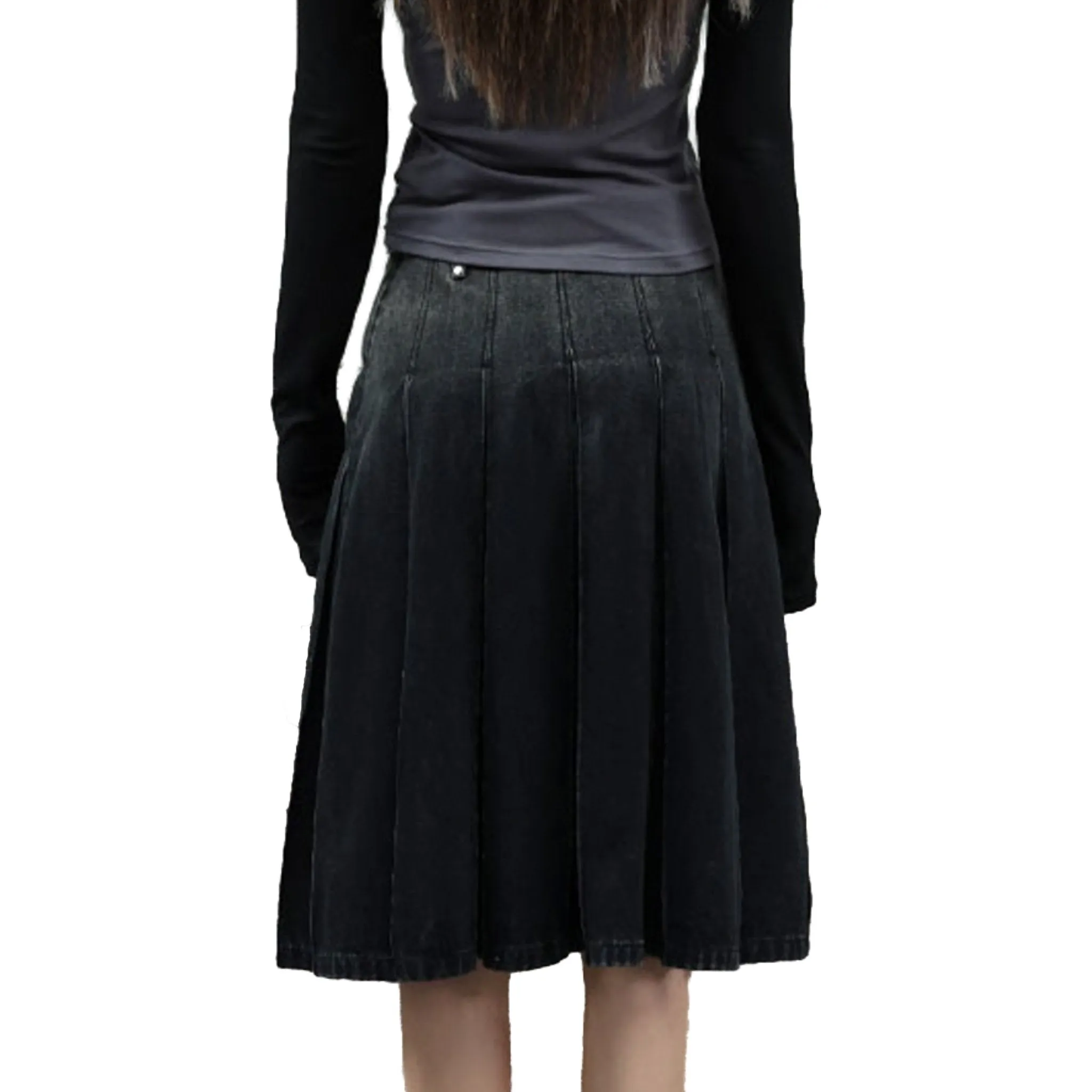 Black Gradient Denim Skirt