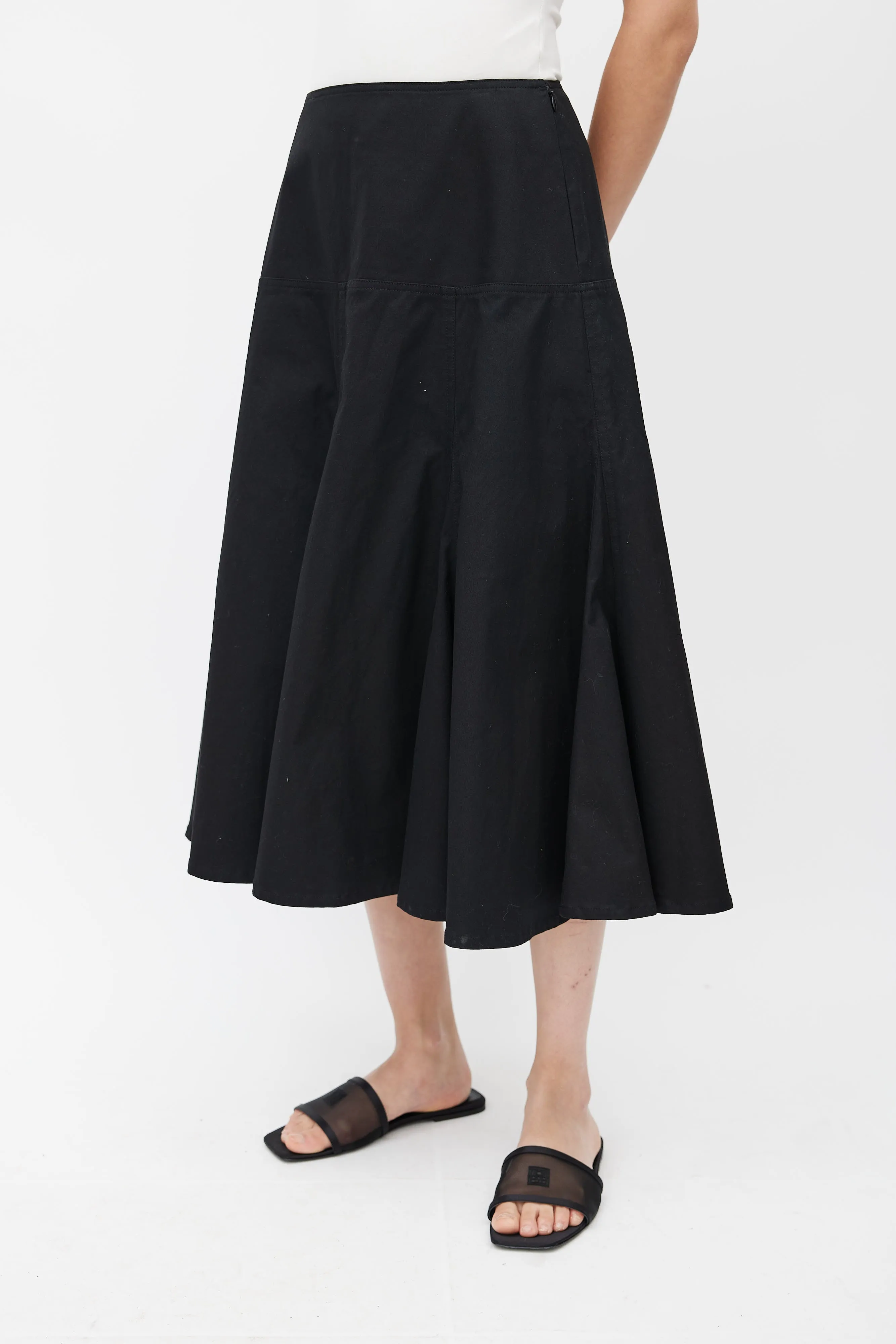 Black Panelled Midi Skirt