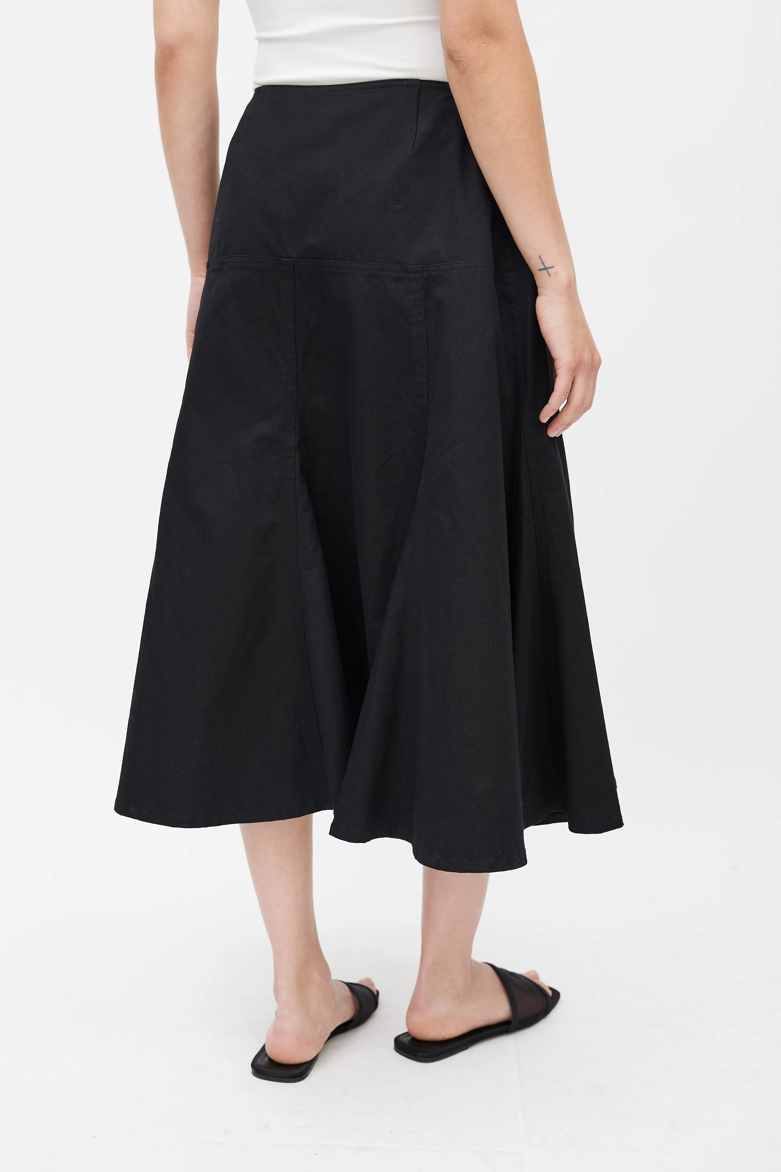 Black Panelled Midi Skirt