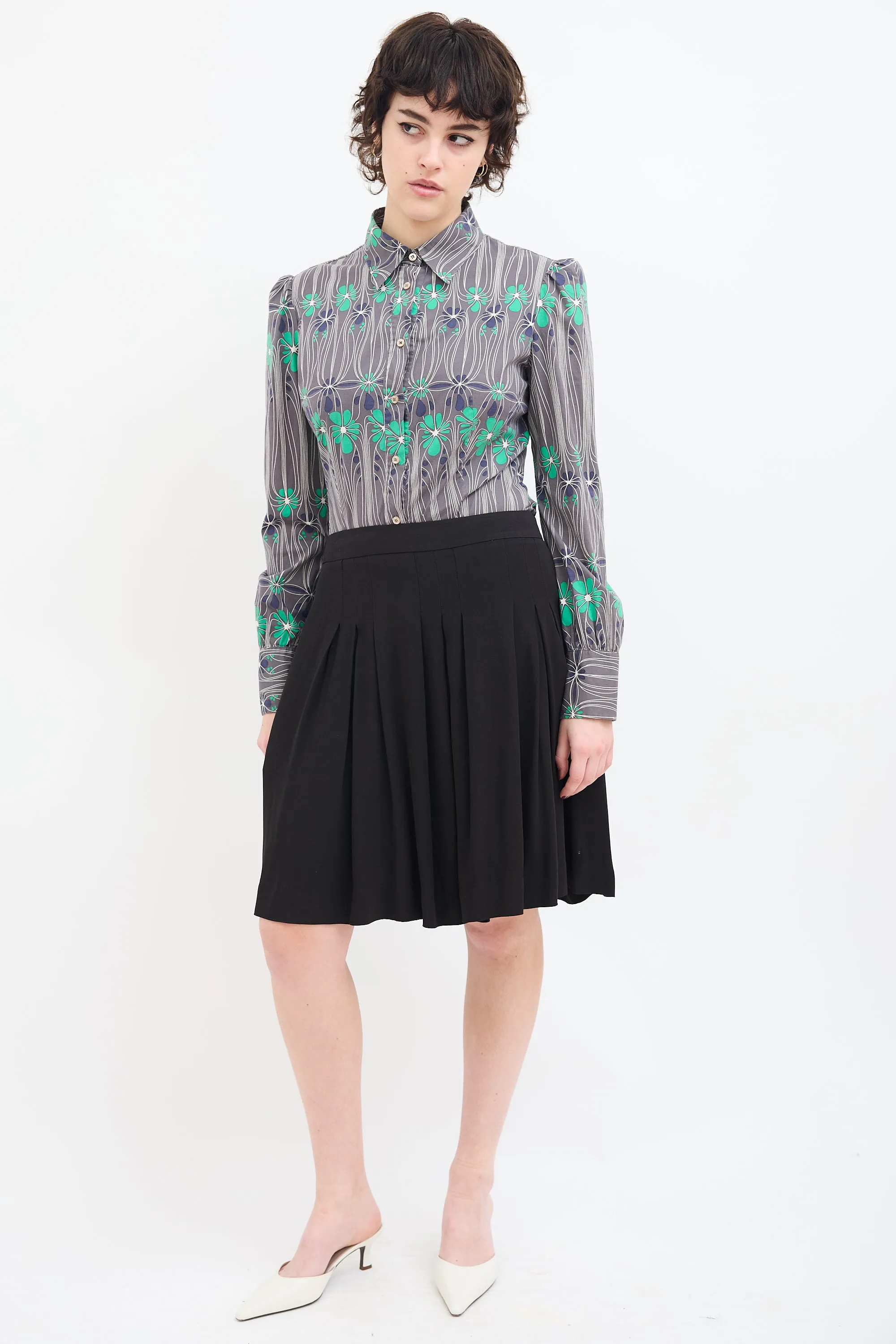 Box Pleated Midi Skirt