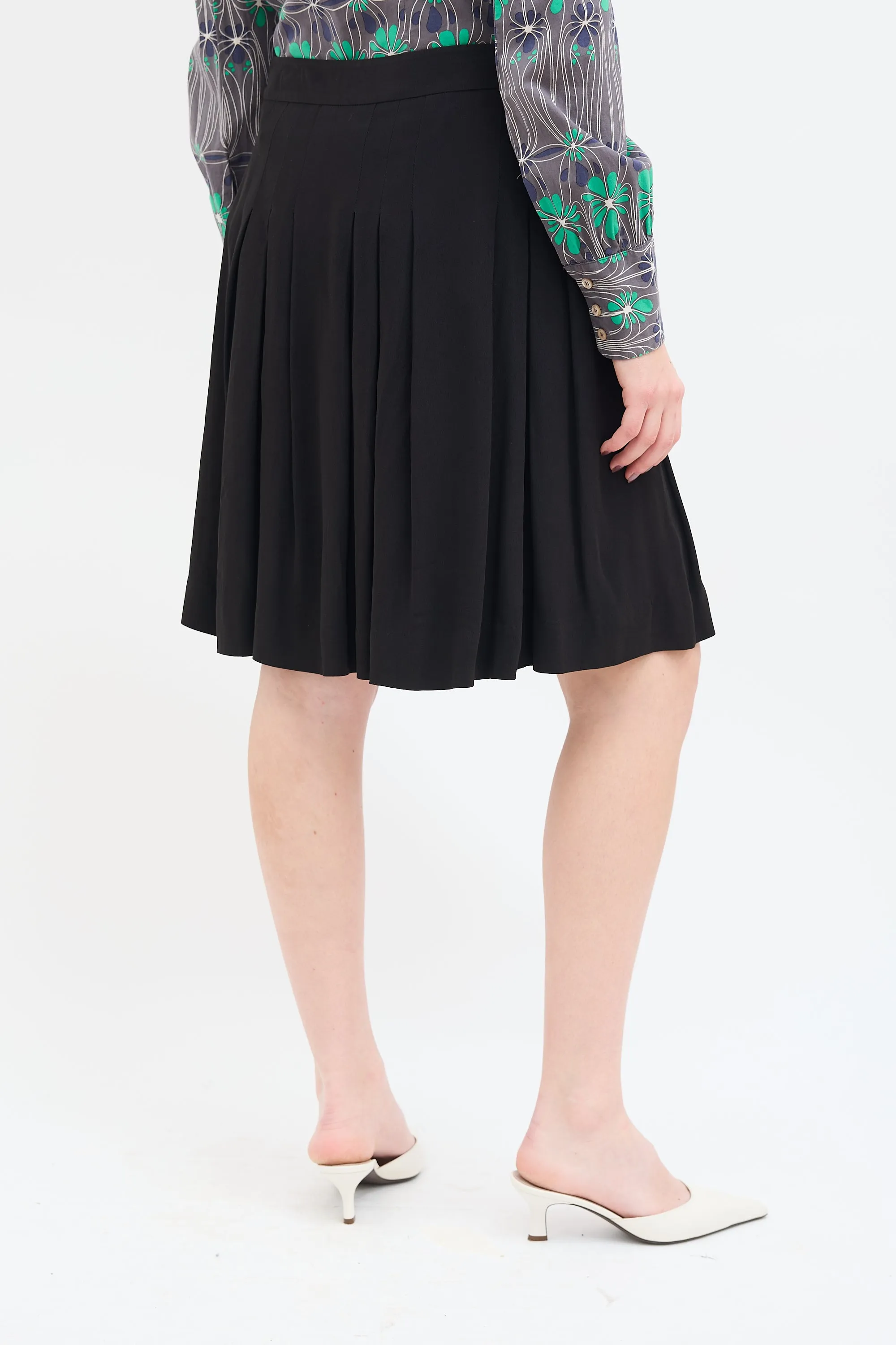 Box Pleated Midi Skirt