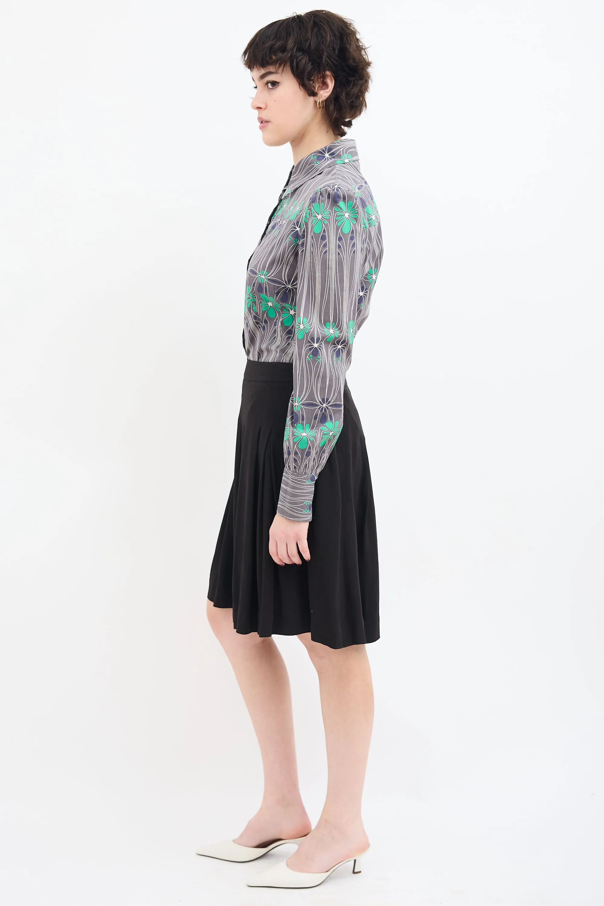 Box Pleated Midi Skirt