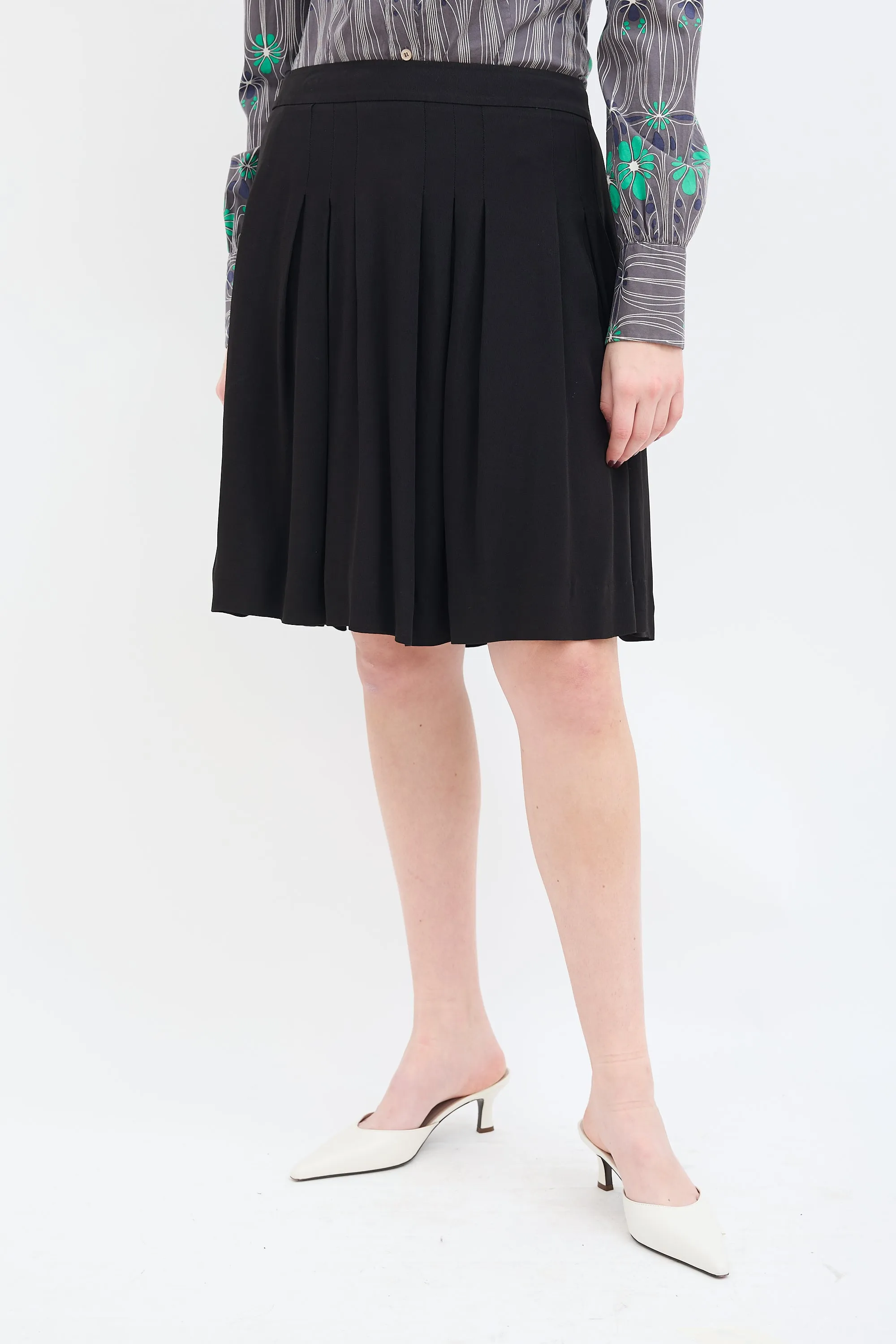 Box Pleated Midi Skirt