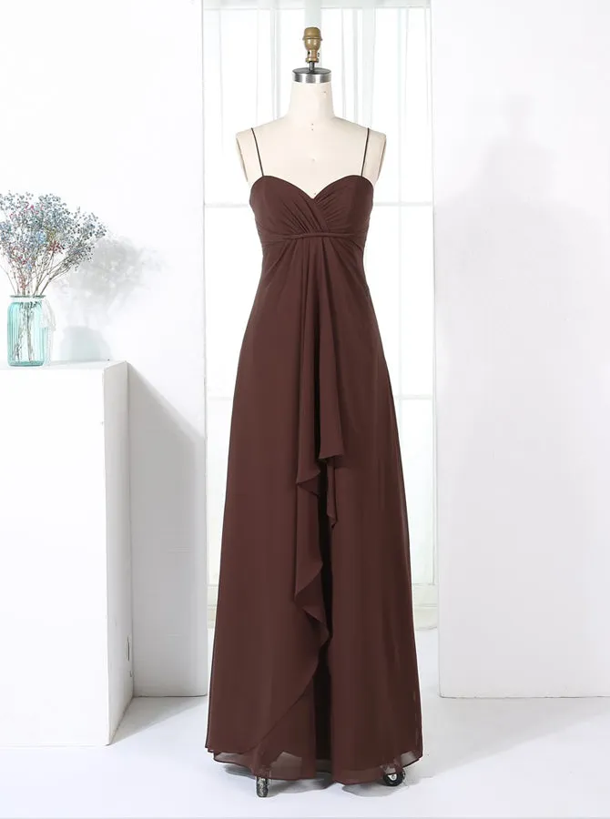 Brown Bridesmaid Dresses,Empire Waist Bridesmaid Dress,Long Bridesmaid Dress,BD00320