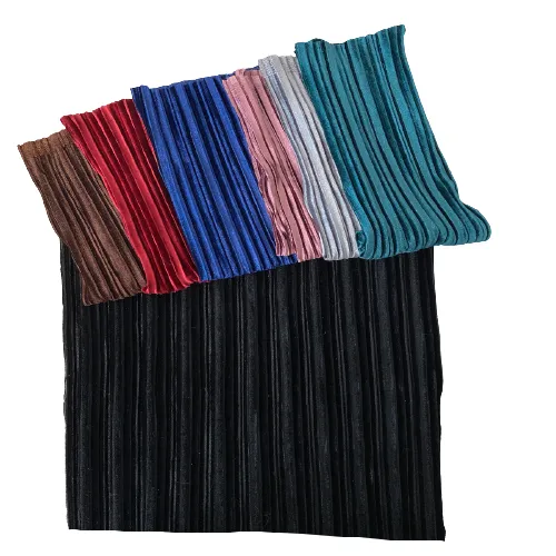 Brown Pleated Stretch Velvet Fabric