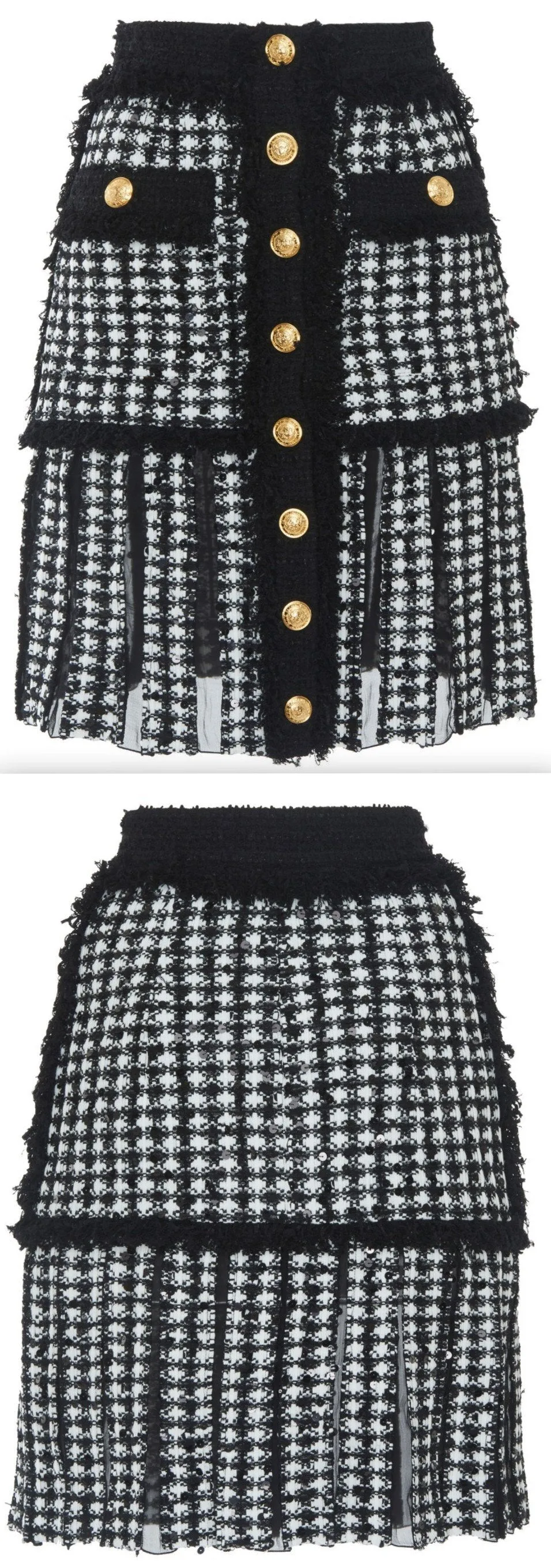 Button-Up Tweed Mini Skirt