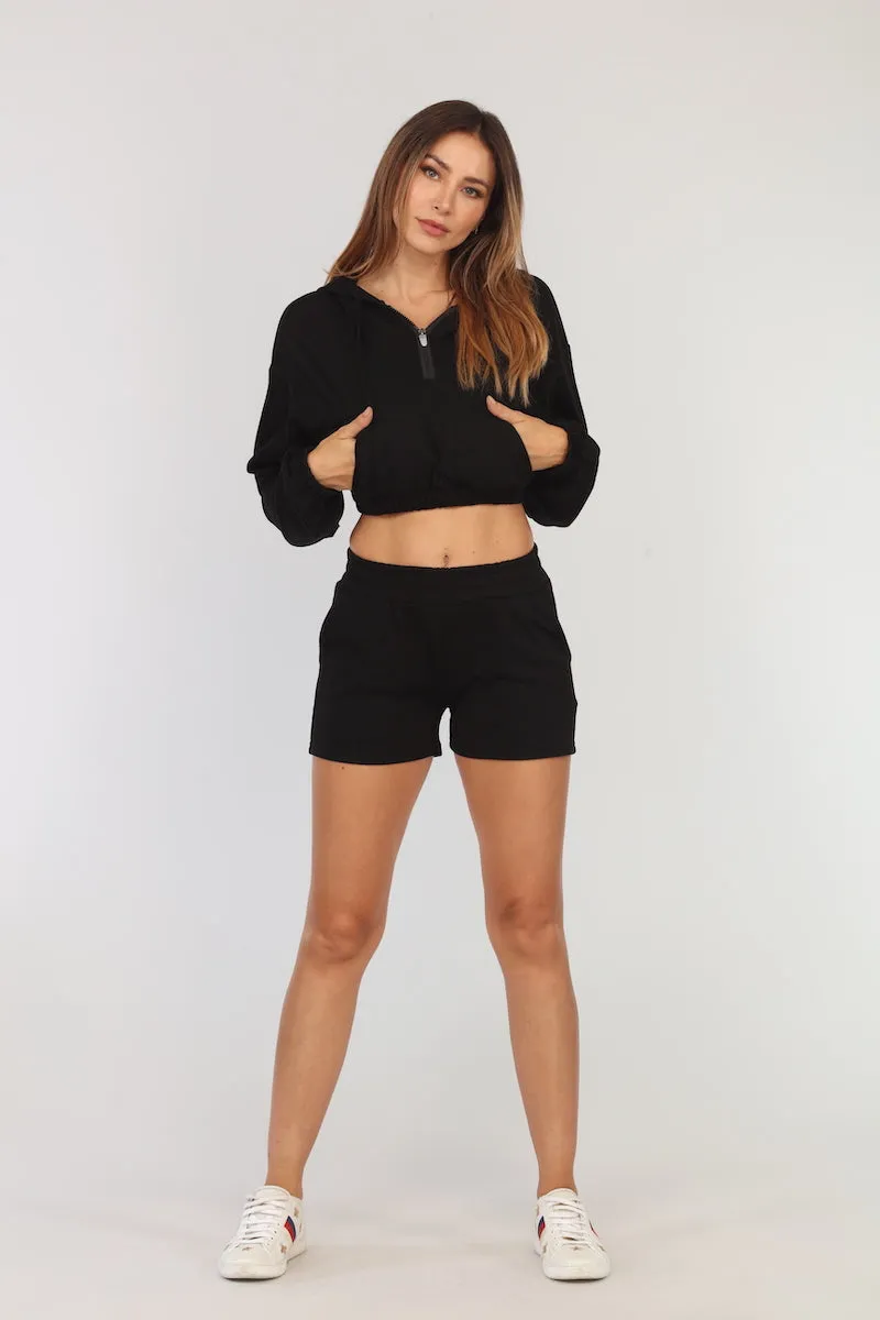 Cropped Black Hoodie - Laura