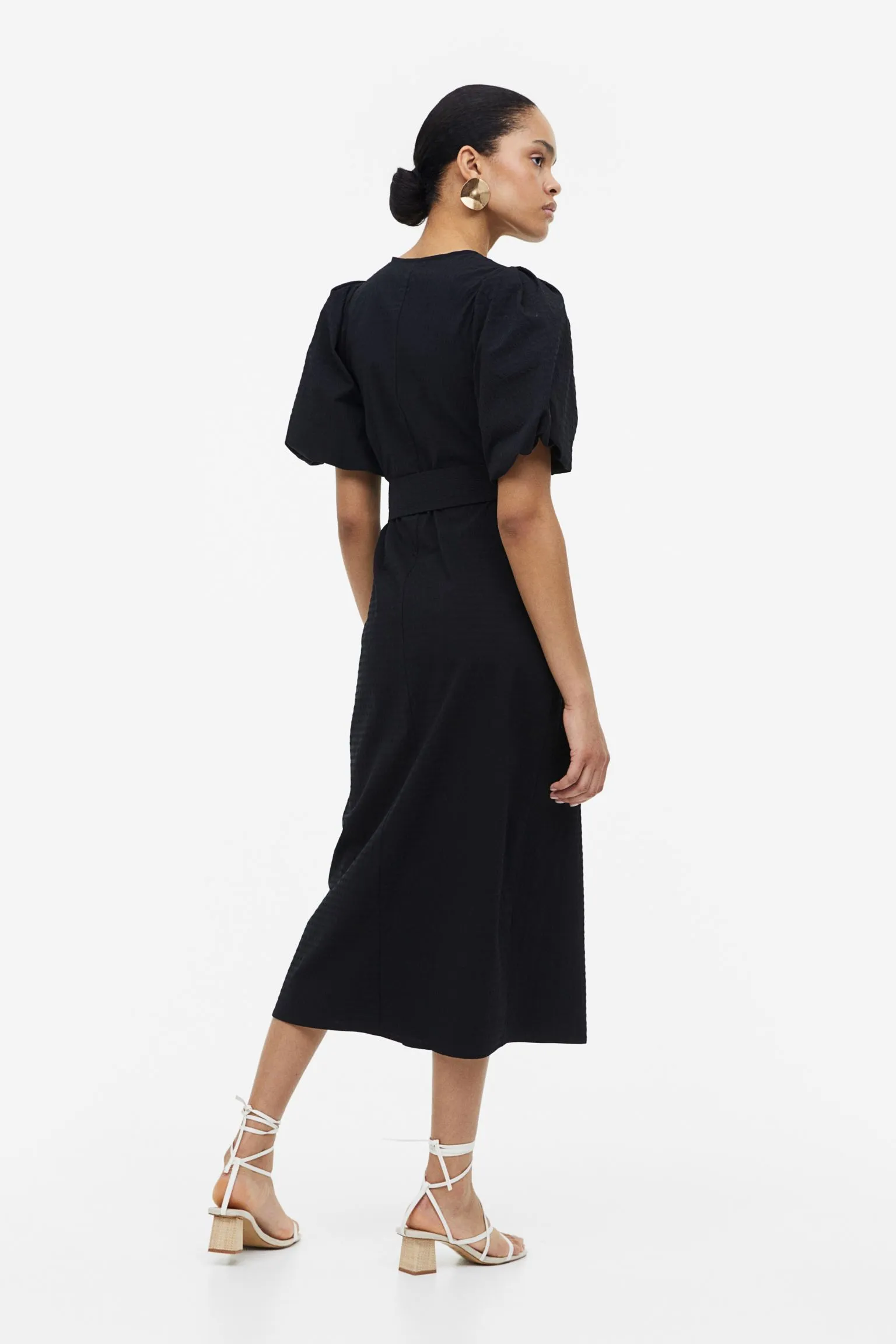 H&M Puff-sleeved Wrap dress, black