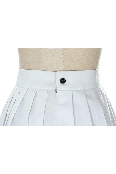 Japan High School Girl Solid Sweet Pleated Skirt Dress