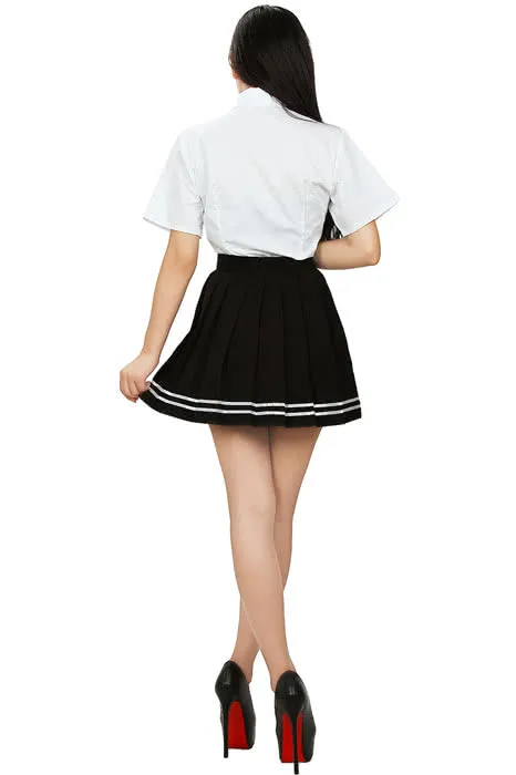 Japan High School Girls Uniforms Solid Pleated Mini Skirts Dress