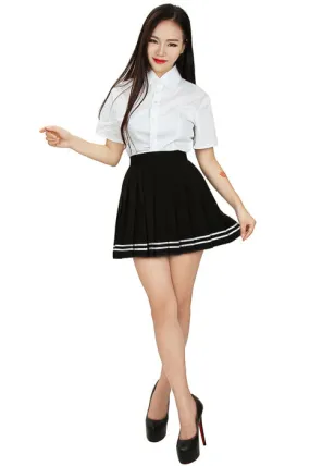 Japan High School Girls Uniforms Solid Pleated Mini Skirts Dress