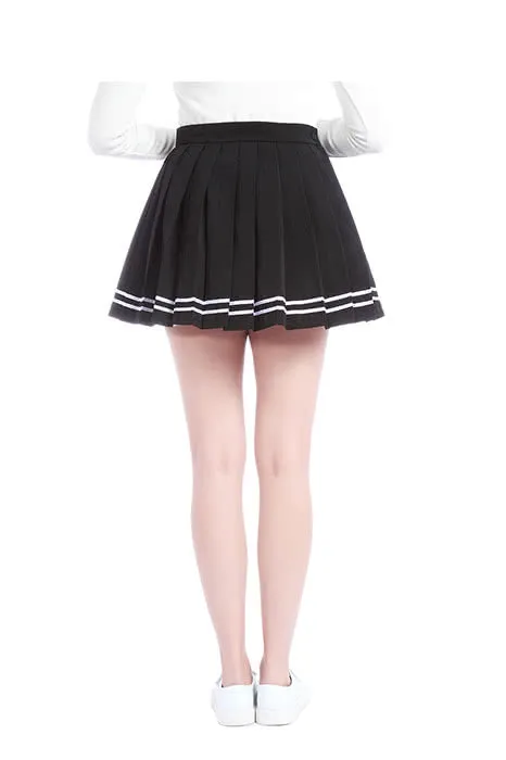 Japan High School Girls Uniforms Solid Pleated Mini Skirts Dress