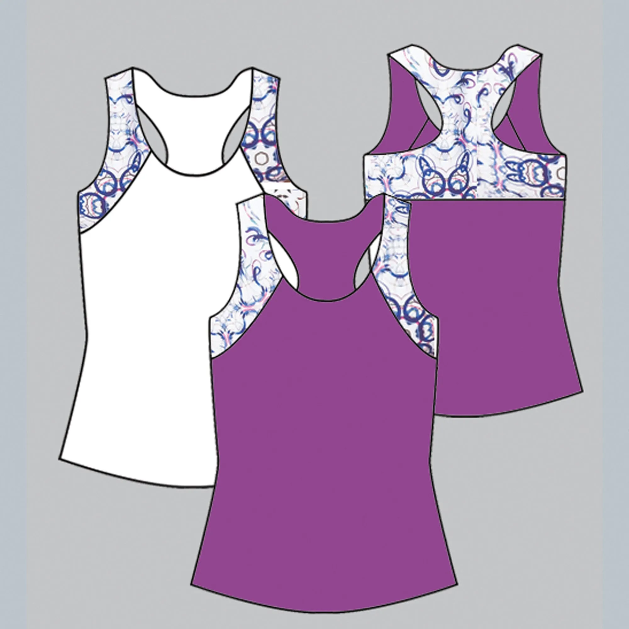Mosaic Print Racerback Top (violet)
