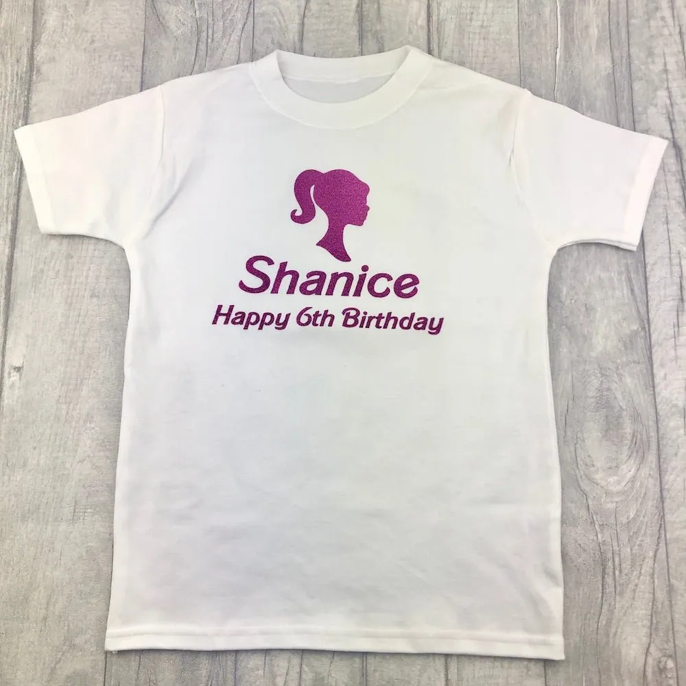 Personalised Barbie Birthday Outfit Set, White T-Shirt & Boutique Tutu Skirt