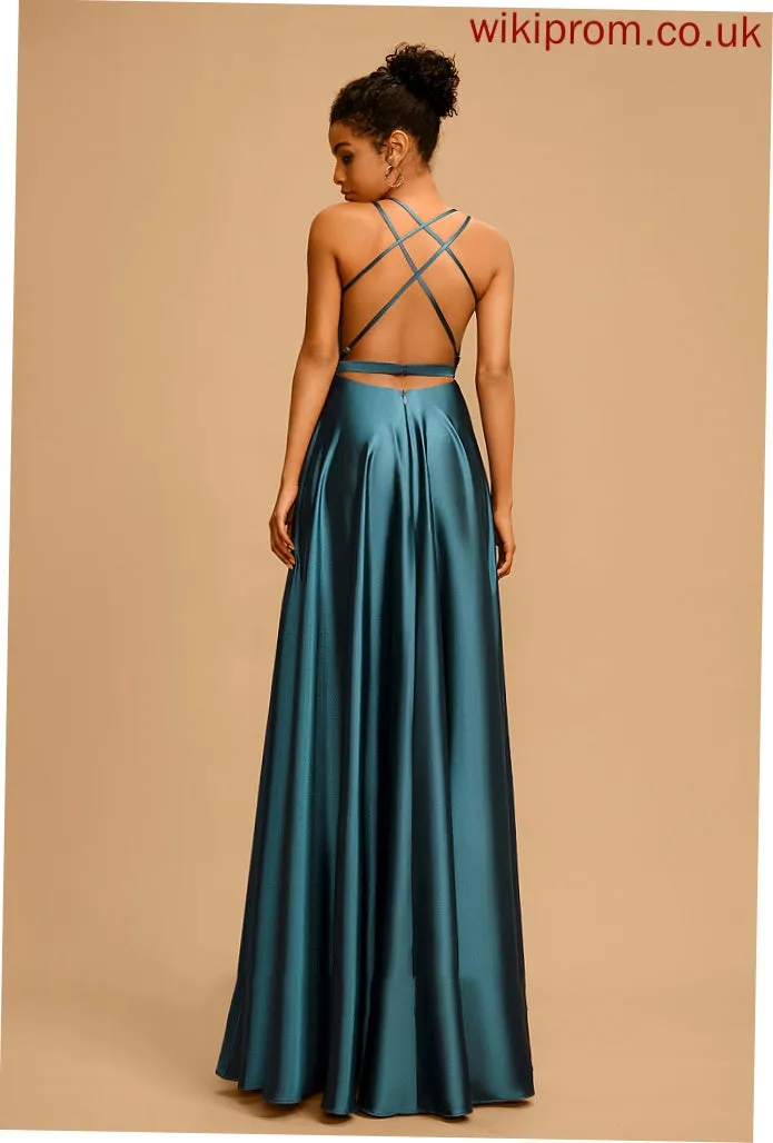 Prom Dresses Satin Neck Eliza Cowl A-Line Floor-Length