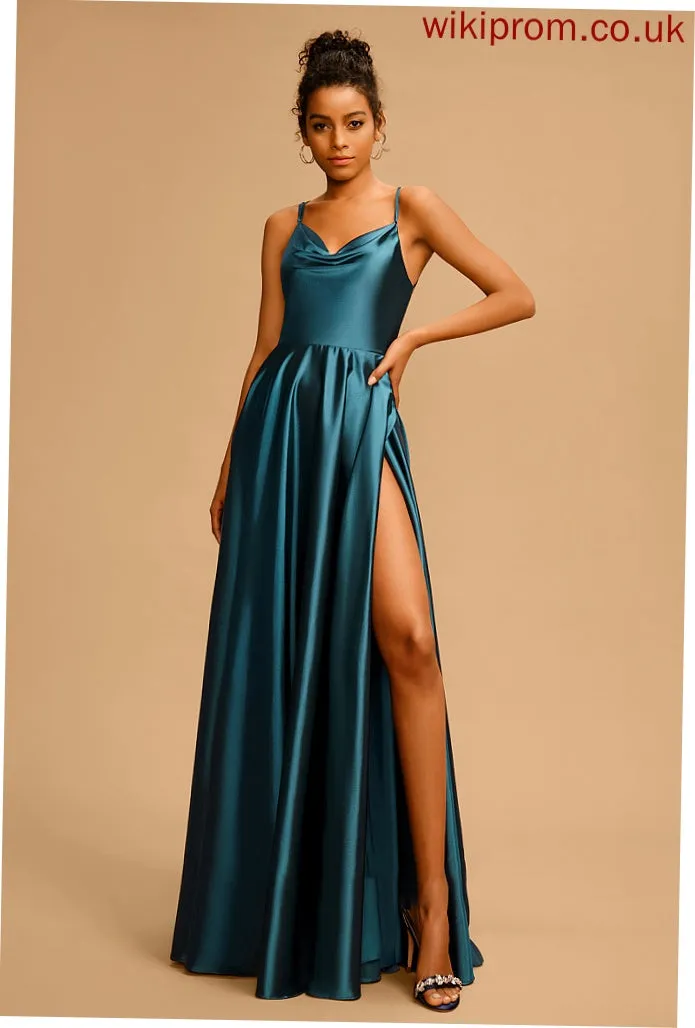 Prom Dresses Satin Neck Eliza Cowl A-Line Floor-Length