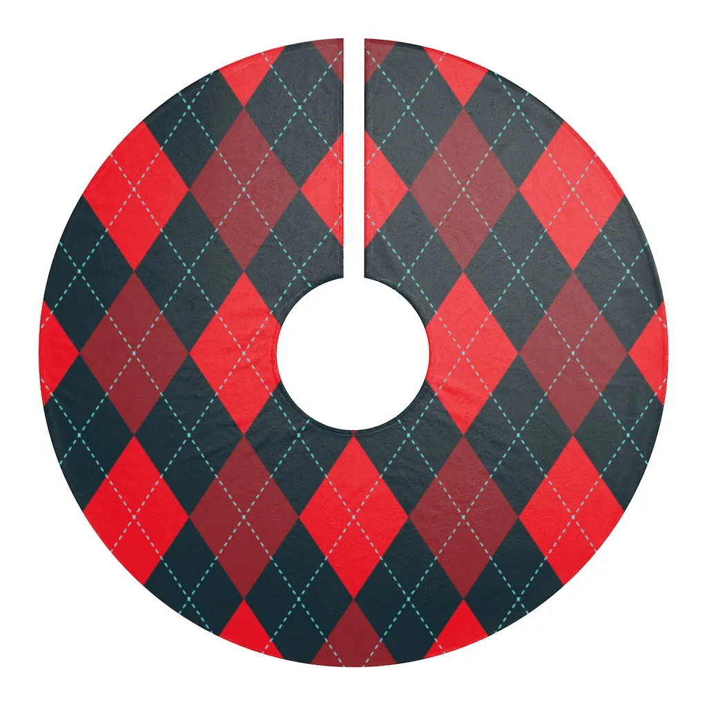 Red Argyle Christmas Tree Skirts