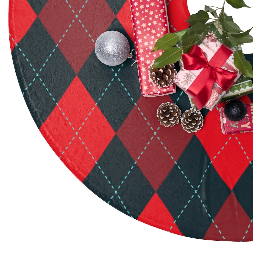 Red Argyle Christmas Tree Skirts