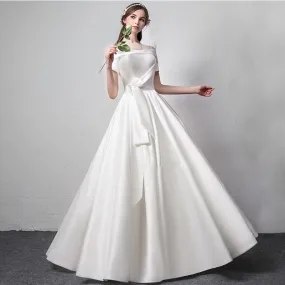 Sexy A line Satin Wedding Gown