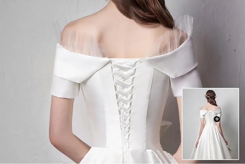 Sexy A line Satin Wedding Gown