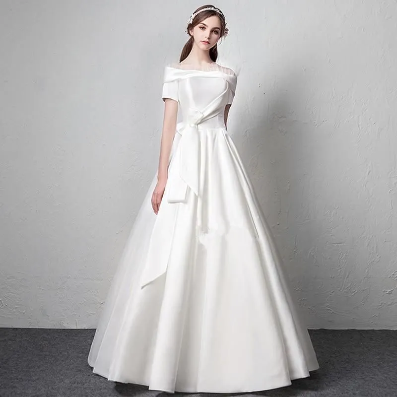 Sexy A line Satin Wedding Gown