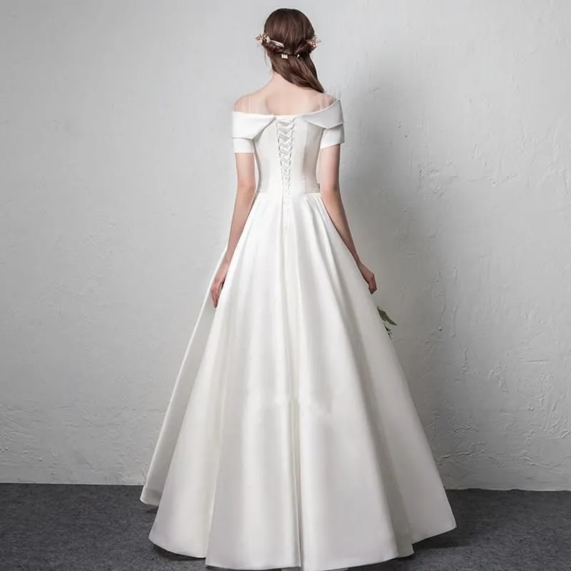 Sexy A line Satin Wedding Gown
