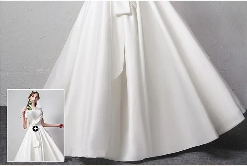 Sexy A line Satin Wedding Gown