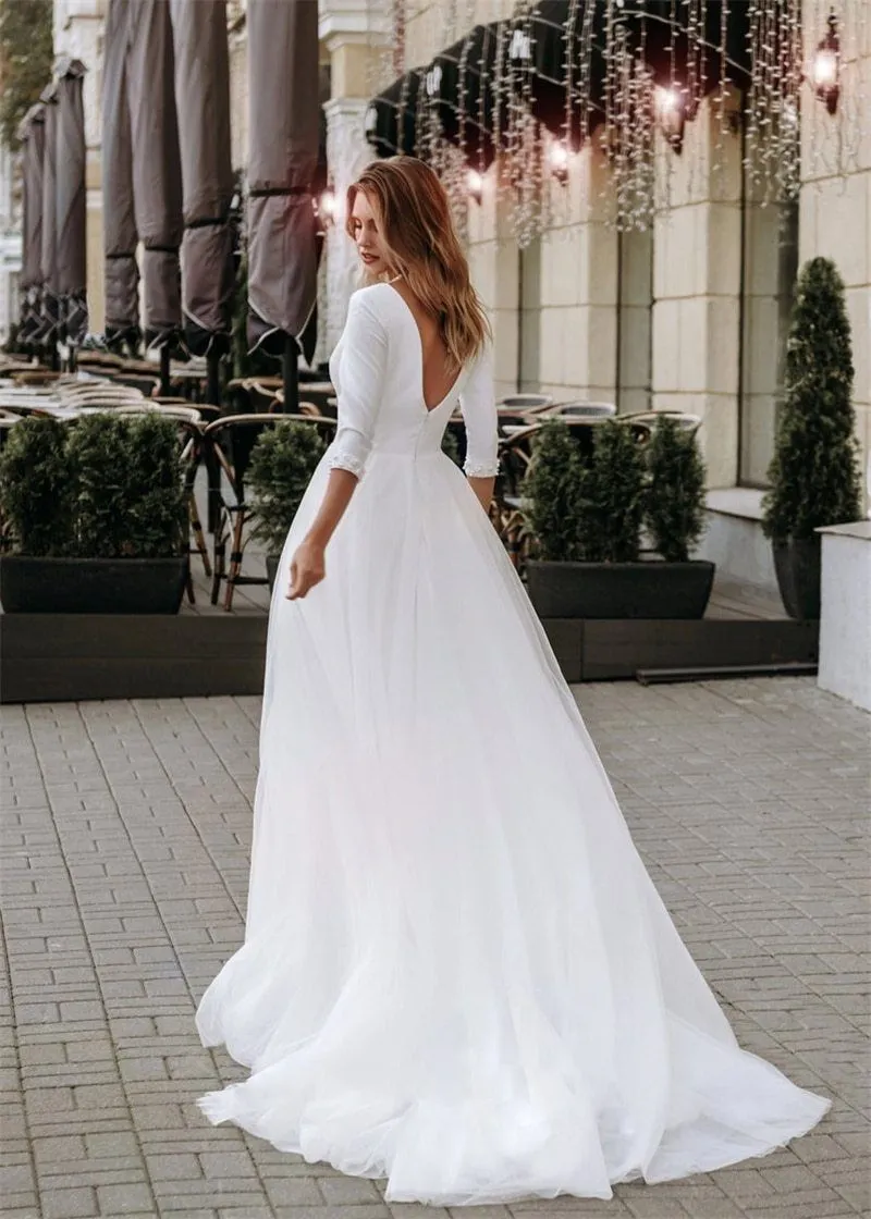 Sexy Boho Beading Elegant Wedding Dress