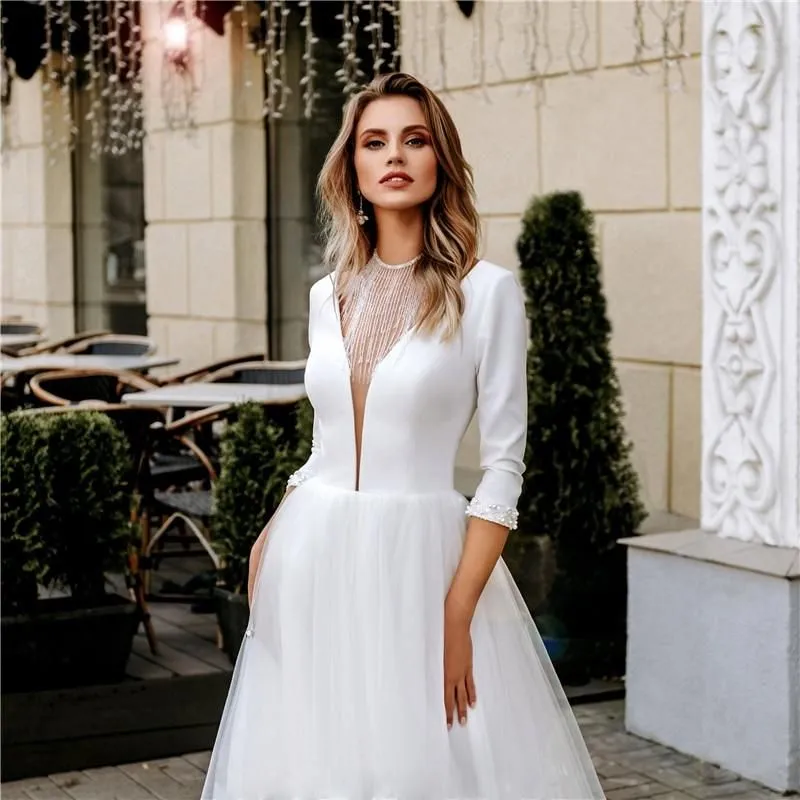 Sexy Boho Beading Elegant Wedding Dress