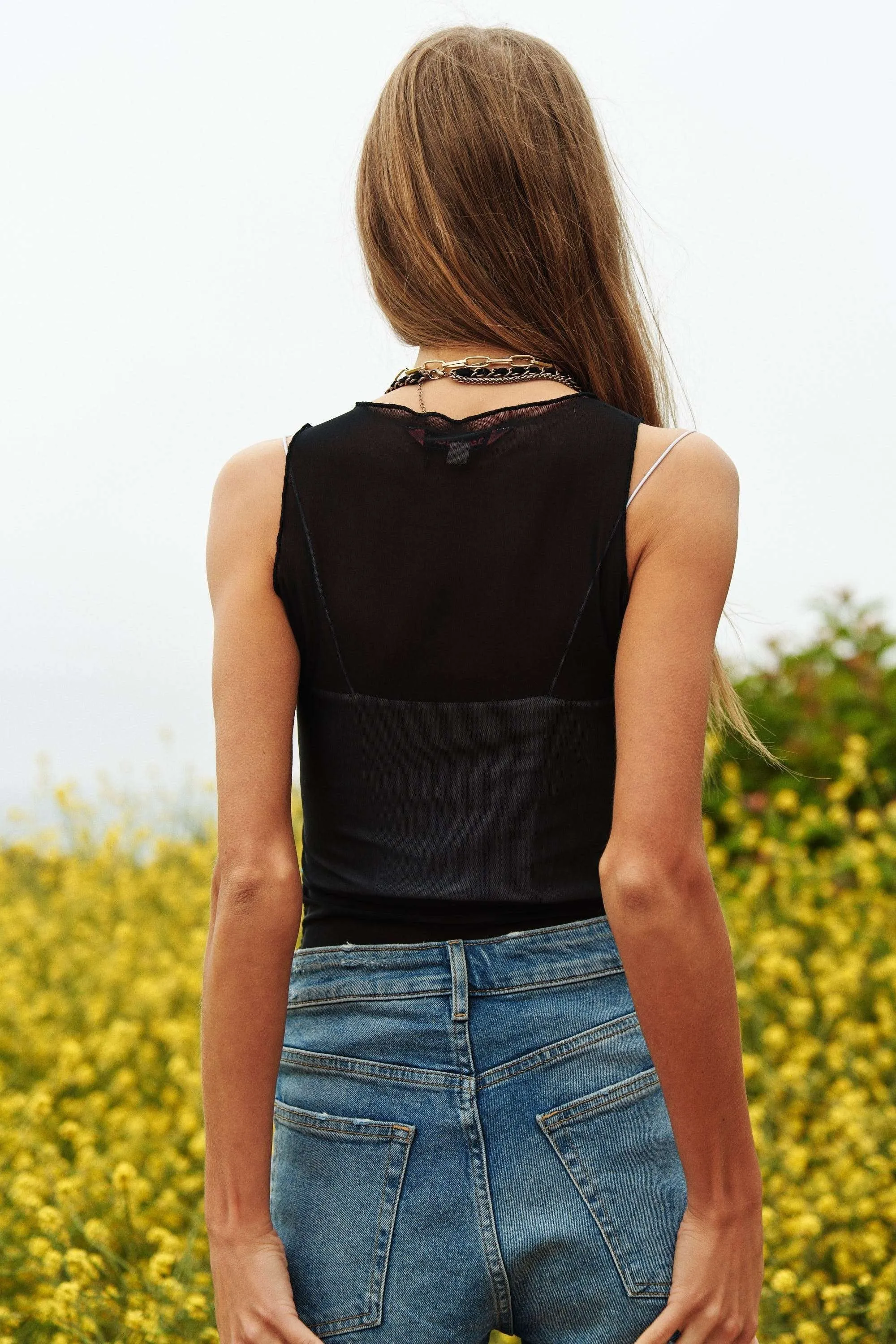 Stevie Sequin Mesh Tank