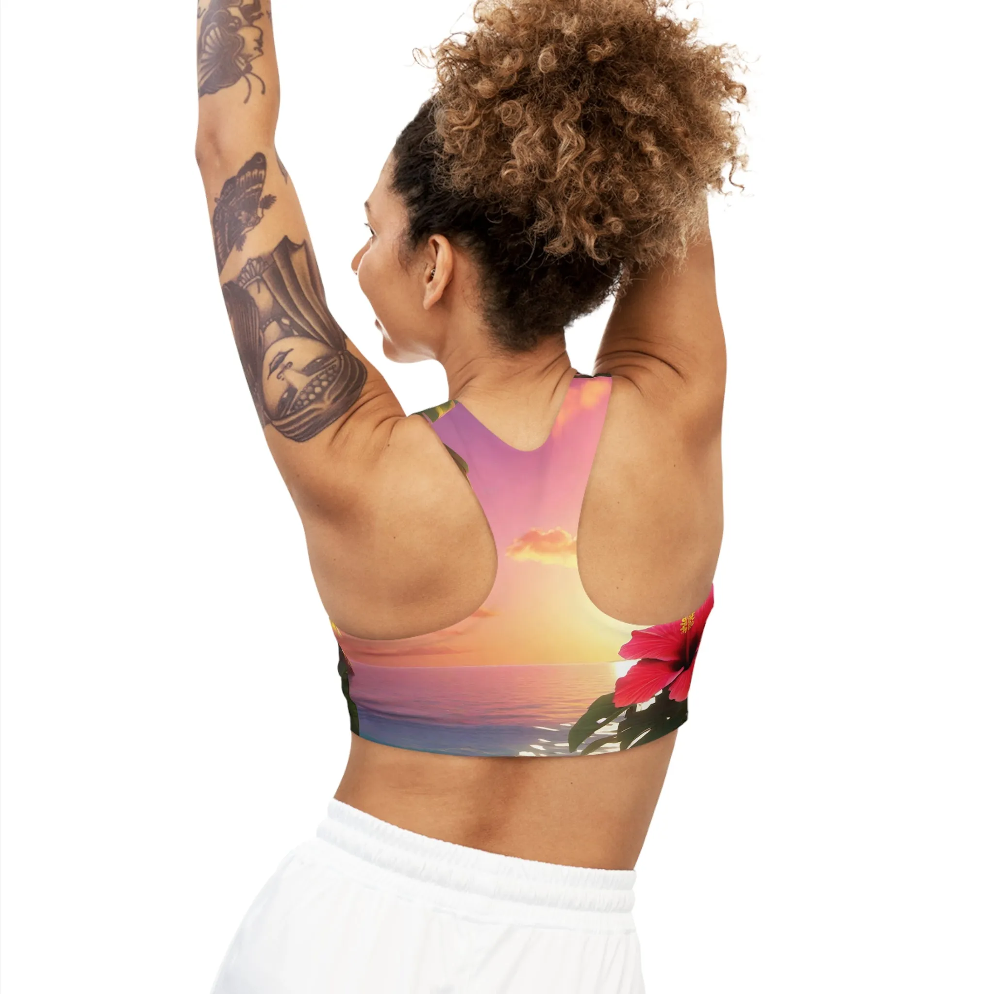 Strolling through Hibiscus Seamless Sports Bra