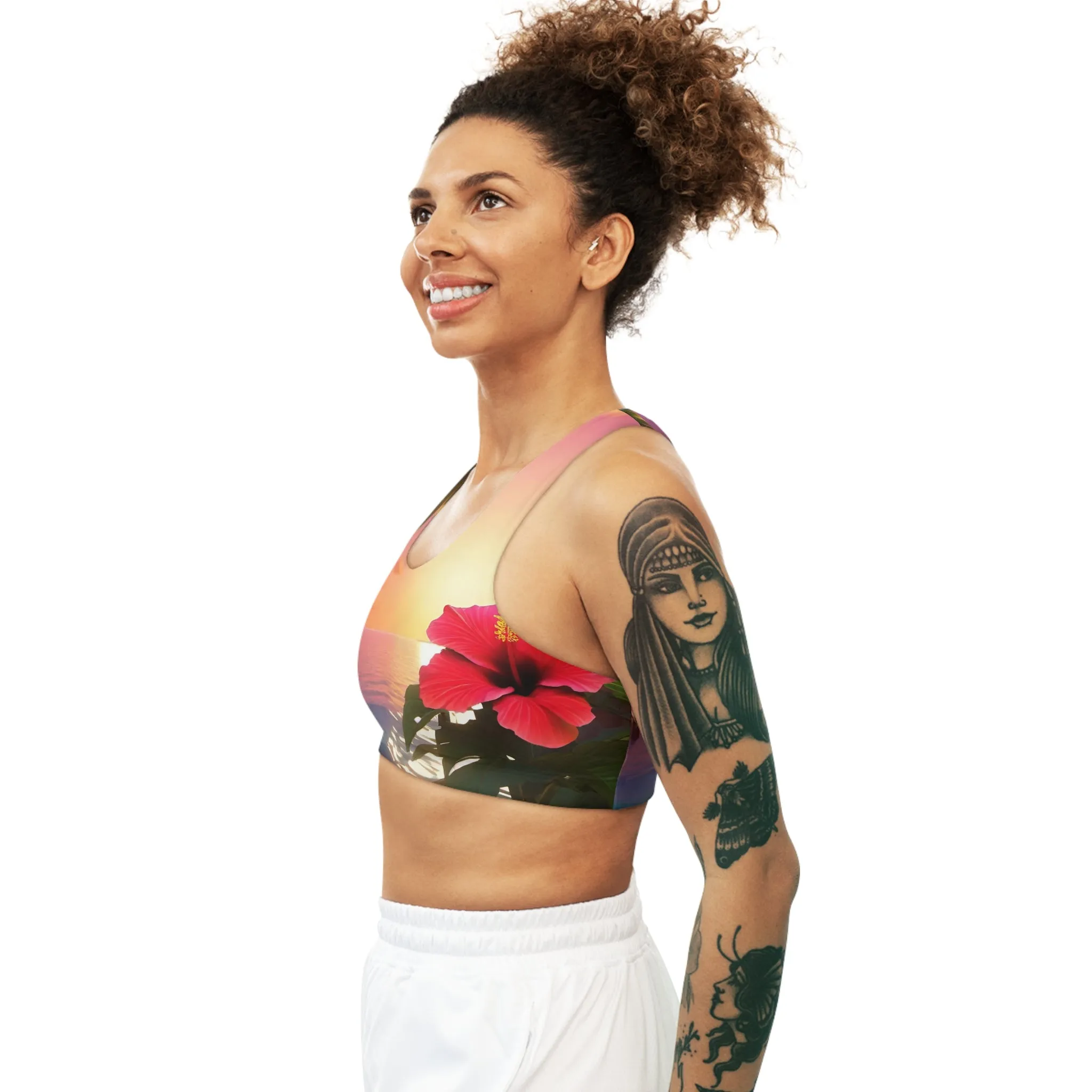 Strolling through Hibiscus Seamless Sports Bra