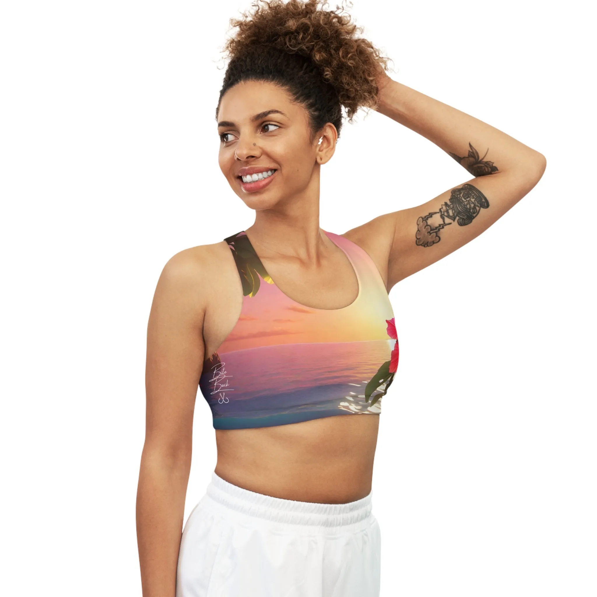 Strolling through Hibiscus Seamless Sports Bra