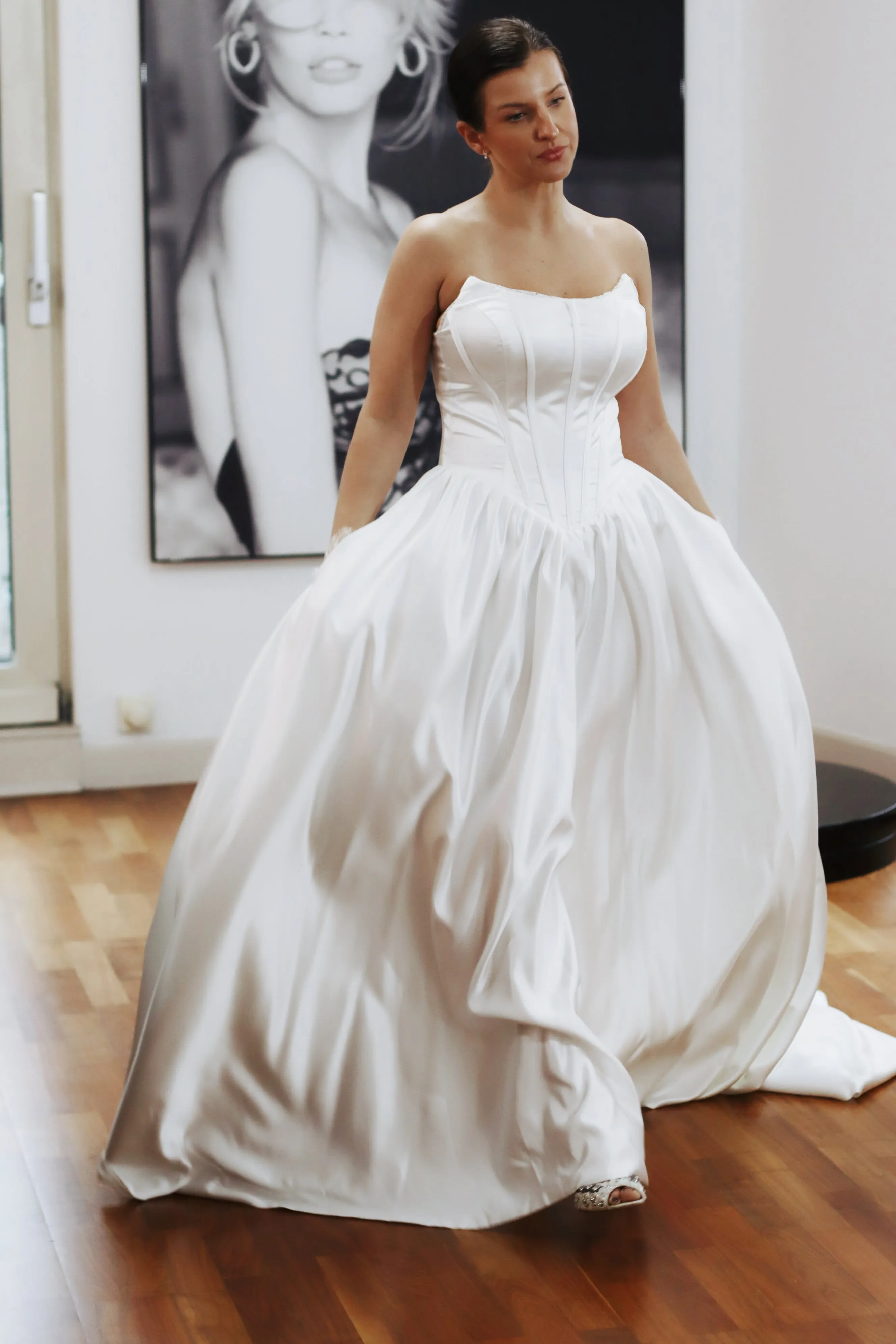 Try At Home -  Basque Waist Satin Bridal Gown