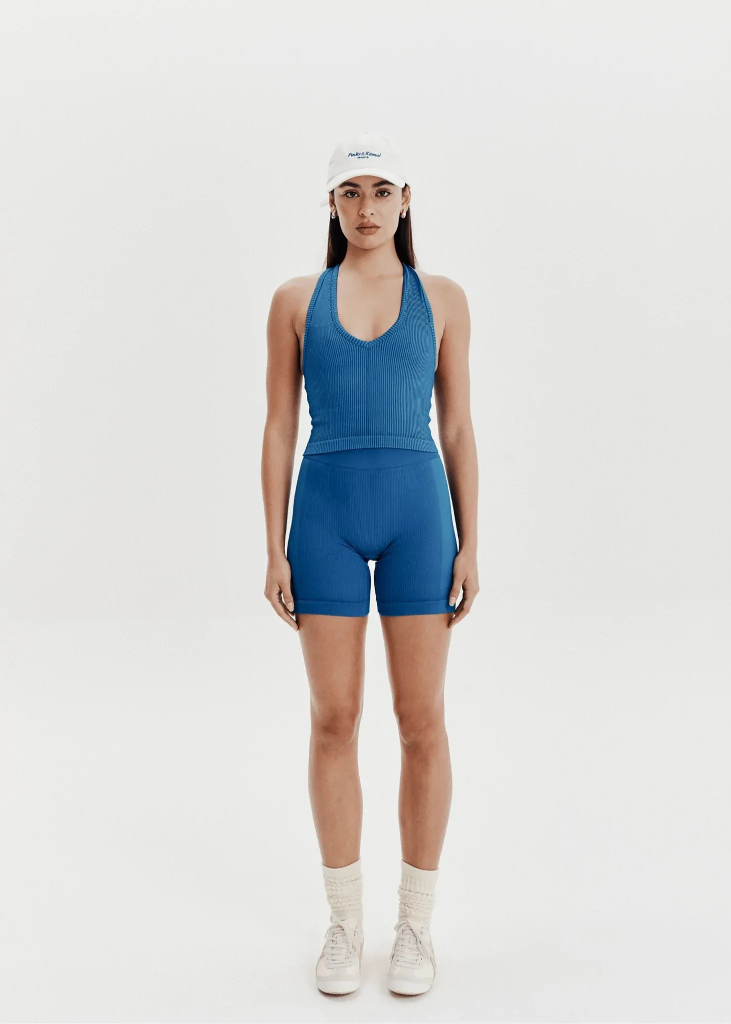 V-NECK CROPPED TANK | SAPPHIRE